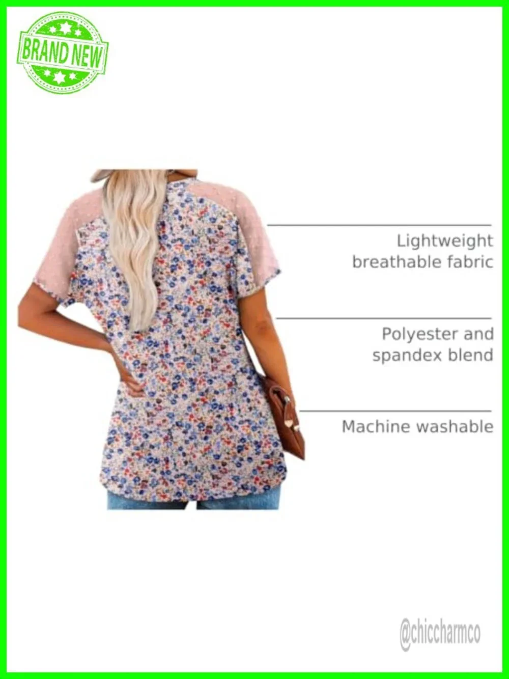 Mesh Sleeve Semi-Sheer Square Neck Blouse Tunic Top